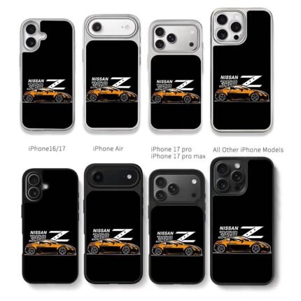 Orange Nissan 350Z sports car art Chris Brown Phone Case Black Electroplated Silver For Iphone 11 To 17
