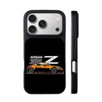 Orange Nissan 350Z sports car art iPhone 17 Pro Max Black Case
