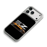 Orange Nissan 350Z sports car art iPhone 17 Pro Max Electroplated Silver Case2