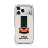 Orange supercar Speed Redefined iPhone 17 Pro Max Electroplated Silver Case1