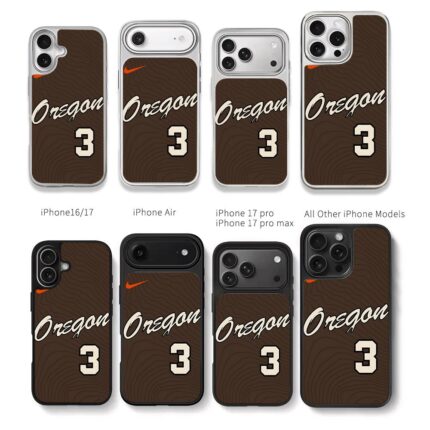 Oregon 3 cursive wood grain jersey Chris Brown Phone Case Black Electroplated Silver For Iphone 11 To 17