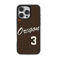 Oregon 3 cursive wood grain jersey iPhone 16 Pro Max Black Case