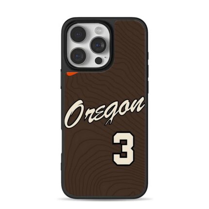Oregon 3 cursive wood grain jersey iPhone 16 Pro Max Black Case