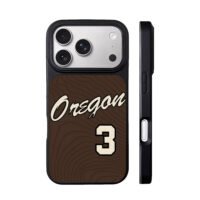 Oregon 3 cursive wood grain jersey iPhone 17 Pro Max Black Case