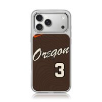 Oregon 3 cursive wood grain jersey iPhone 17 Pro Max Electroplated Silver Case1