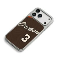 Oregon 3 cursive wood grain jersey iPhone 17 Pro Max Electroplated Silver Case2