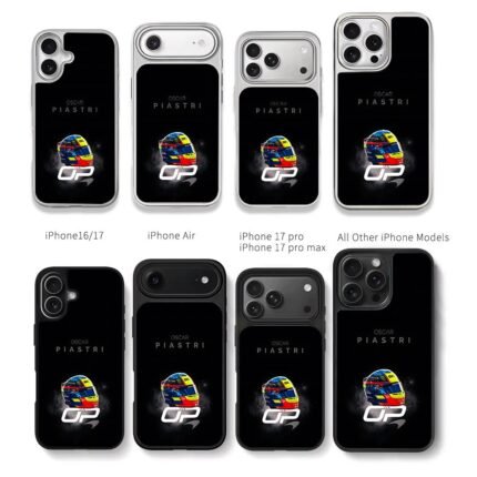 Oscar Piastri F1 helmet OP McLaren Chris Brown Phone Case Black Electroplated Silver For Iphone 11 To 17