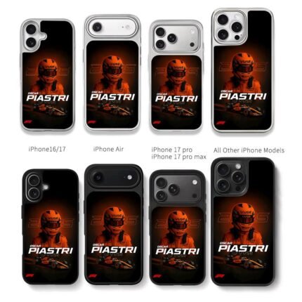 Oscar Piastri F1 orange car helmet Chris Brown Phone Case Black Electroplated Silver For Iphone 11 To 17