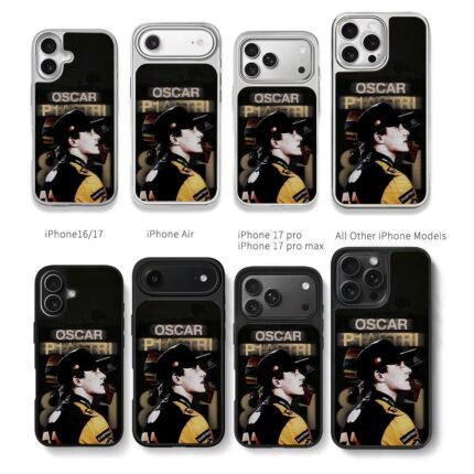 Oscar Piastri F1 racer portrait Chris Brown Phone Case Black Electroplated Silver For Iphone 11 To 17