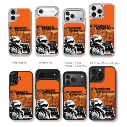 Oscar Piastri F1 racing helmet art Chris Brown Phone Case Black Electroplated Silver For Iphone 11 To 17