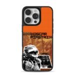 Oscar Piastri F1 racing helmet art iPhone 16 Pro Max Black Case