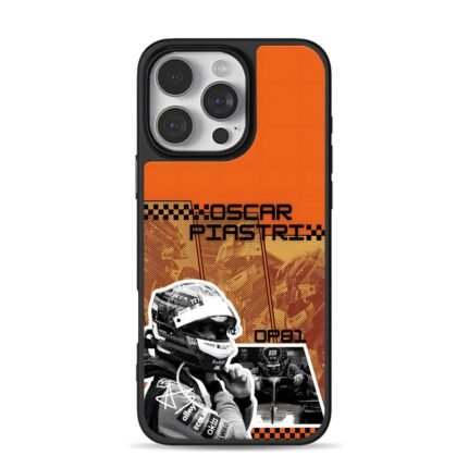 Oscar Piastri F1 racing helmet art iPhone 16 Pro Max Black Case