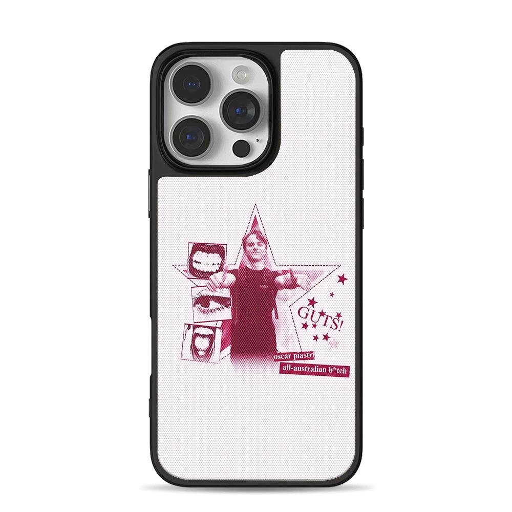Oscar Piastri GUTS star collage iPhone 16 Pro Max Black Case Oscar Piastri GUTS star collage Phone Case for iPhone 11-17 & Samsung Galaxy S24-S26 - Image 1
