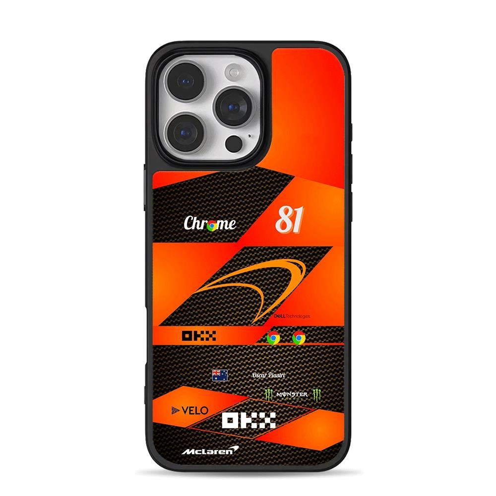 Oscar Piastri McLaren F1 81 livery iPhone 16 Pro Max Black Case Oscar Piastri McLaren F1 81 livery Phone Case for iPhone 11-17 & Samsung Galaxy S24-S26 - Image 1