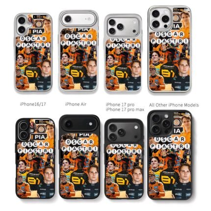 Oscar Piastri McLaren F1 collage Chris Brown Phone Case Black Electroplated Silver For Iphone 11 To 17