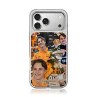 Oscar Piastri McLaren F1 collage iPhone 17 Pro Max Electroplated Silver Case1