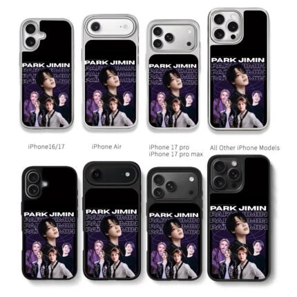 Park Jimin BTS member photo collage Chris Brown Phone Case Black Electroplated Silver For Iphone 11 To 17