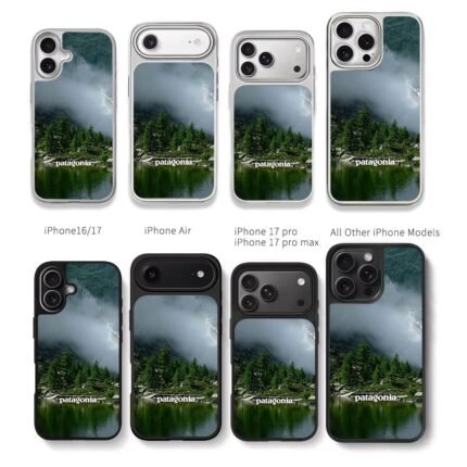 Patagonia misty alpine lake forest Chris Brown Phone Case Black Electroplated Silver For Iphone 11 To 17