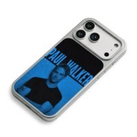 PAUL WALKER blue portrait text iPhone 17 Pro Max Electroplated Silver Case2