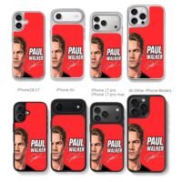 Paul Walker cartoon with signature Chris Brown Phone Case Black Electroplated Silver For Iphone 11 To 17