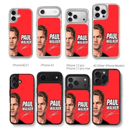 Paul Walker cartoon with signature Chris Brown Phone Case Black Electroplated Silver For Iphone 11 To 17