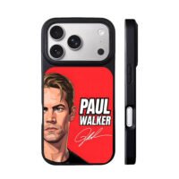 Paul Walker cartoon with signature iPhone 17 Pro Max Black Case
