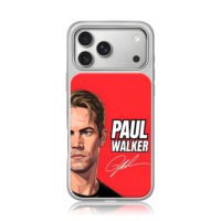 Paul Walker cartoon with signature iPhone 17 Pro Max Electroplated Silver Case1