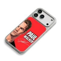 Paul Walker cartoon with signature iPhone 17 Pro Max Electroplated Silver Case2