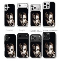 Payday robber portrait in knit mask Chris Brown Phone Case Black Electroplated Silver For Iphone 11 To 17