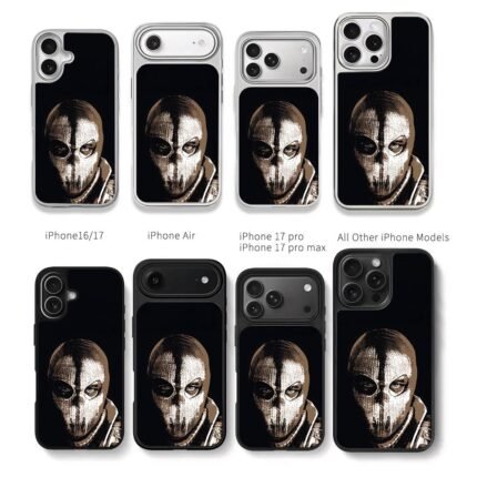 Payday robber portrait in knit mask Chris Brown Phone Case Black Electroplated Silver For Iphone 11 To 17