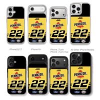 Pennzoil 22 Joey Logano Ford NASCAR Chris Brown Phone Case Black Electroplated Silver For Iphone 11 To 17