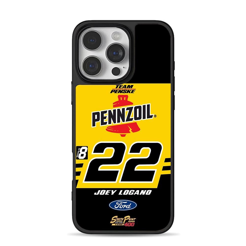 Pennzoil 22 Joey Logano Penske Ford iPhone 16 Pro Max Black Case Pennzoil 22 Joey Logano Penske Ford Phone Case for iPhone 11-17 & Samsung Galaxy S24-S26 - Image 1