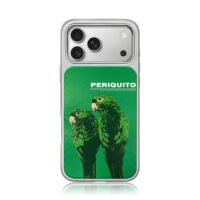 PERIQUITO two green parrots iPhone 17 Pro Max Electroplated Silver Case1