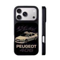 Peugeot 406 taxi with flame prints iPhone 17 Pro Max Black Case