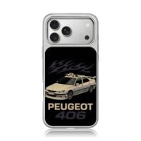 Peugeot 406 taxi with flame prints iPhone 17 Pro Max Electroplated Silver Case1