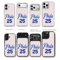 Phila 25 blue red jersey print Chris Brown Phone Case Black Electroplated Silver For Iphone 11 To 17
