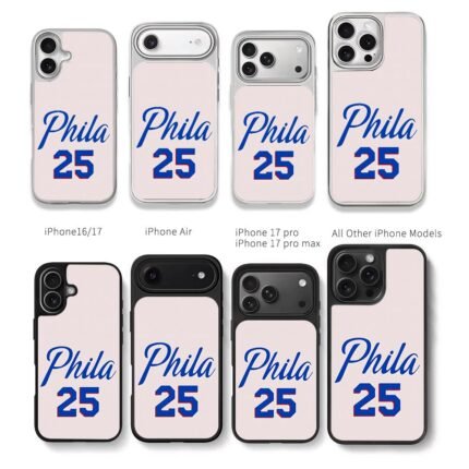 Phila 25 blue red jersey print Chris Brown Phone Case Black Electroplated Silver For Iphone 11 To 17