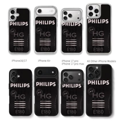 Philips HG E180 retro general stamp Chris Brown Phone Case Black Electroplated Silver For Iphone 11 To 17