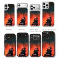 Piastri McLaren F1 helmet fire art Chris Brown Phone Case Black Electroplated Silver For Iphone 11 To 17