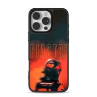 Piastri McLaren F1 helmet fire art iPhone 16 Pro Max Black Case