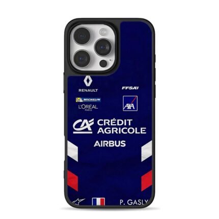 Pierre Gasly blue F1 sponsor livery iPhone 16 Pro Max Black Case