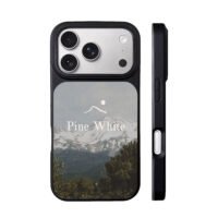 Pine White hiker logo mountain forest iPhone 17 Pro Max Black Case