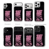 Pink F1 No16 racing helmet art Chris Brown Phone Case Black Electroplated Silver For Iphone 11 To 17