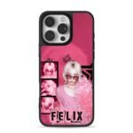 Pink Felix Kpop idol collage with Rock Star text iPhone 16 Pro Max Black Case