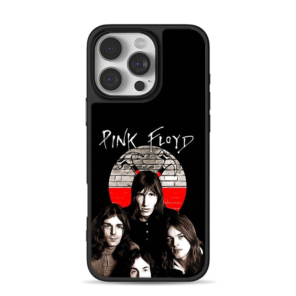 Pink Floyd band members brick wall iPhone 16 Pro Max Black Case Pink Floyd band members brick wall Phone Case for iPhone 11-17 & Samsung Galaxy S24-S26 - Image 1