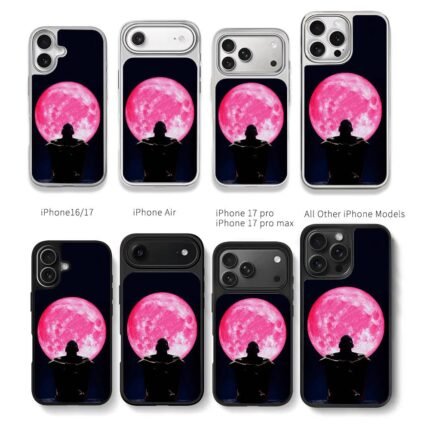 Pink full moon muscular man silhouette Chris Brown Phone Case Black Electroplated Silver For Iphone 11 To 17