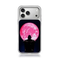 Pink full moon muscular man silhouette iPhone 17 Pro Max Electroplated Silver Case1