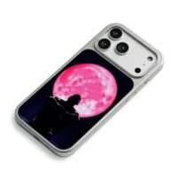 Pink full moon muscular man silhouette iPhone 17 Pro Max Electroplated Silver Case2