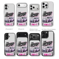Pink JDM race car Speed Community Chris Brown Phone Case Black Electroplated Silver For Iphone 11 To 17