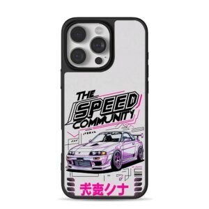 Pink JDM race car Speed Community Phone Case for iPhone 11-17 & Samsung Galaxy S24-S26